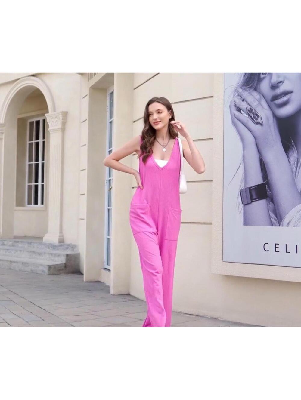Women's Overalls Sleeveless Boho Loose Wide Leg Jumpsuits